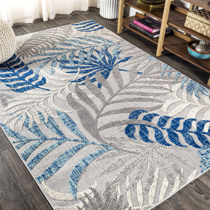 Bayou Breeze Mandalay Floral Gray/Blue/Cream Area Rug & Reviews Wayfair